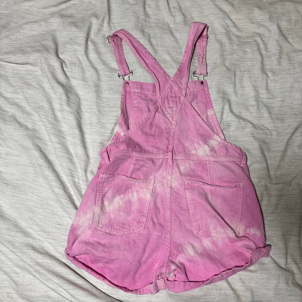 We The Free Ziggy Acid Wash Pink Shortalls Denim Overalls Small - Picture 4 of 4